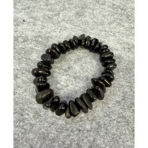 Black Obsidian Tumbled Polished Stone Stretch Bracelet